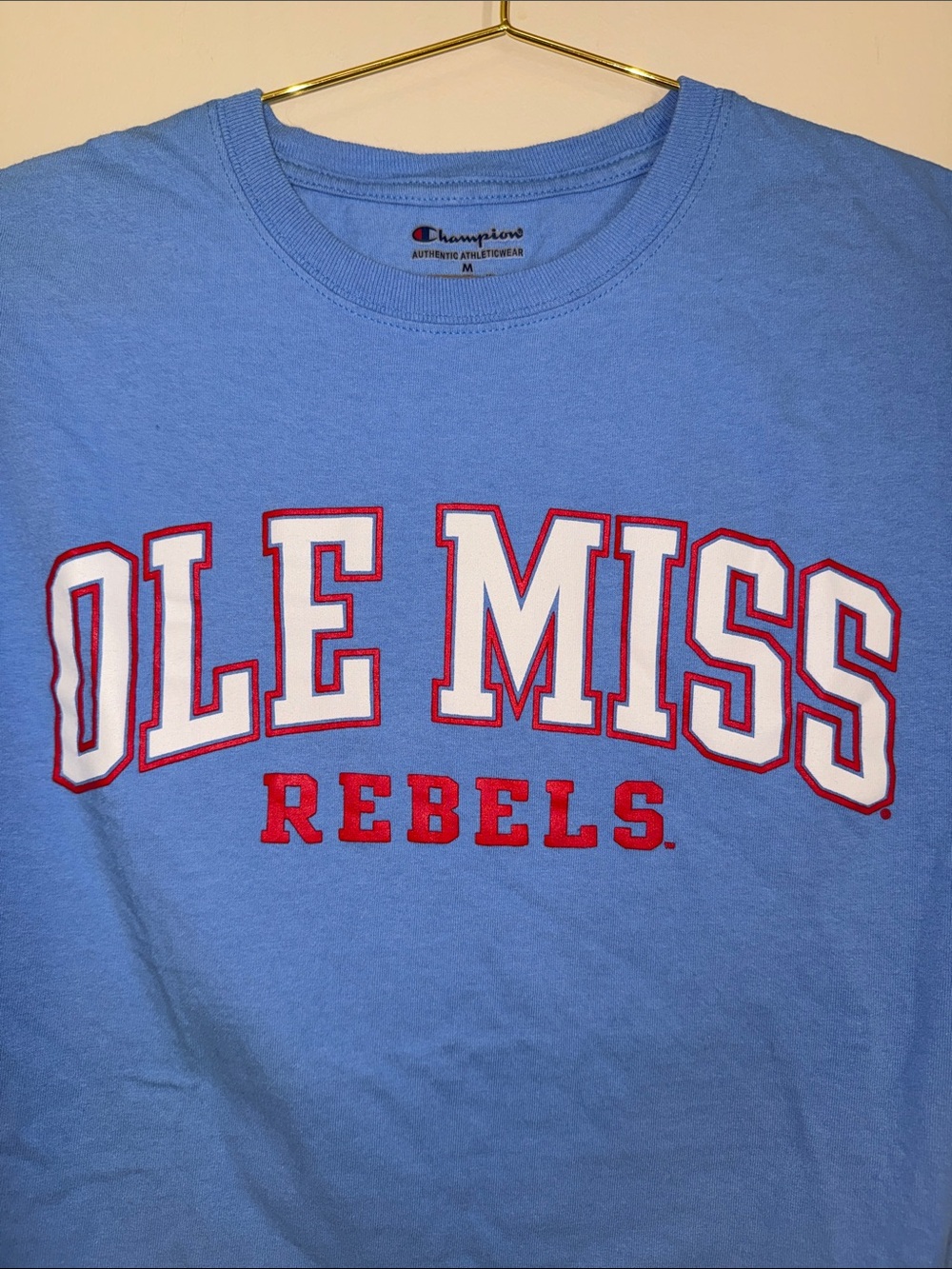Champion Ole Miss Rebels Short Sleeve T-Shirt Sz Medium M powder blue